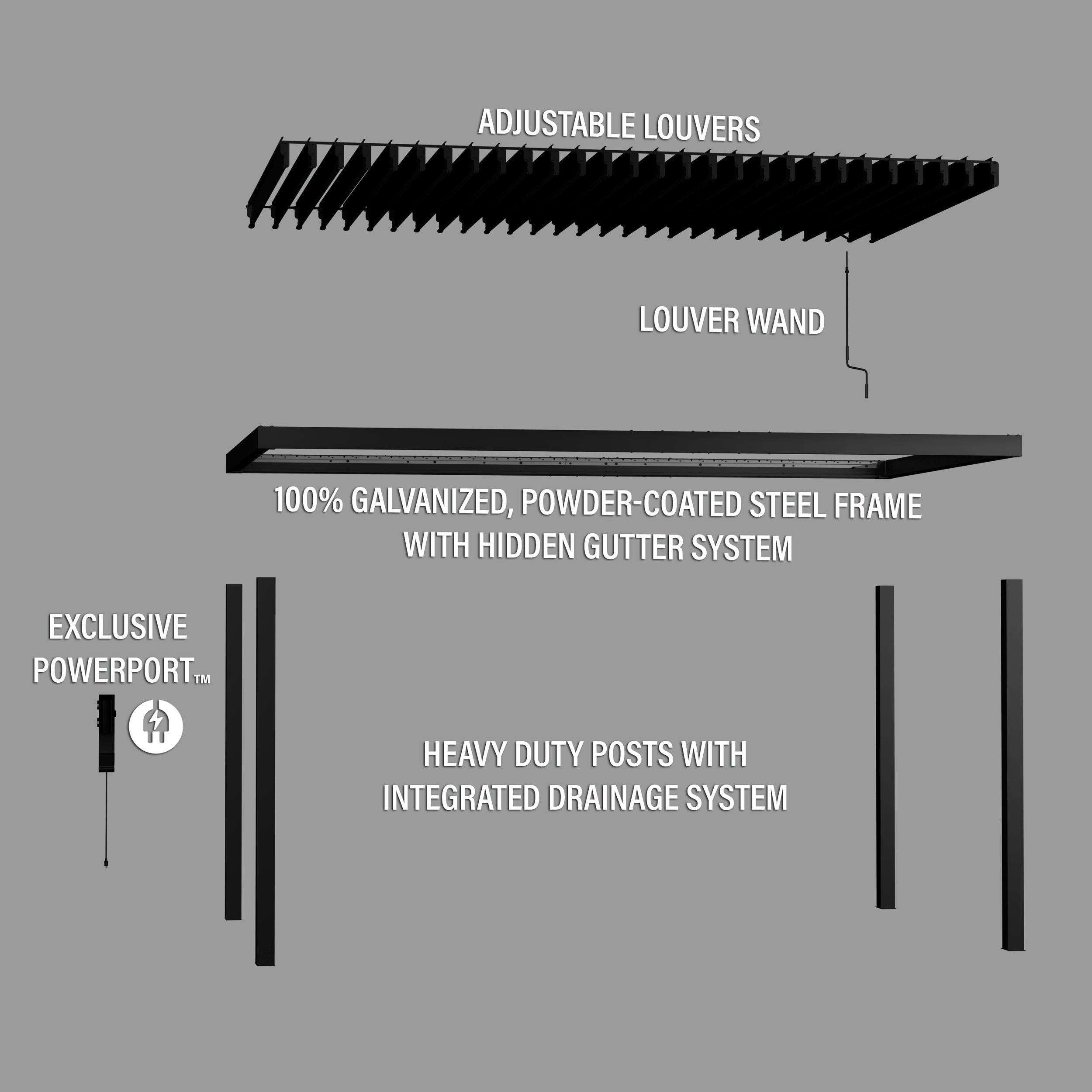 Backyard Discovery 16x10 Sarasota Steel Louvered Pergola.