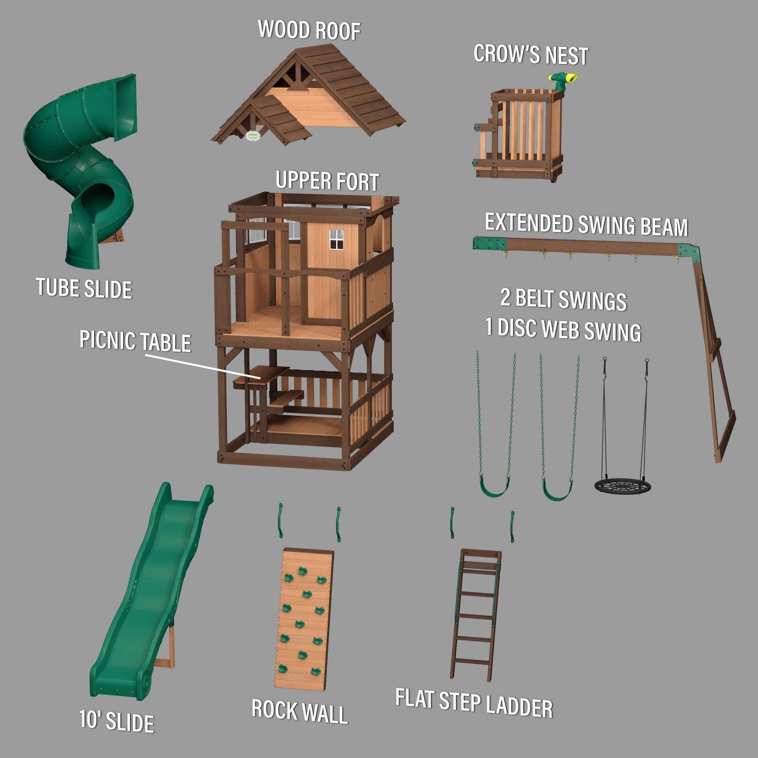 Backyard Discovery Skyfort II With Spiral Tube Slide.