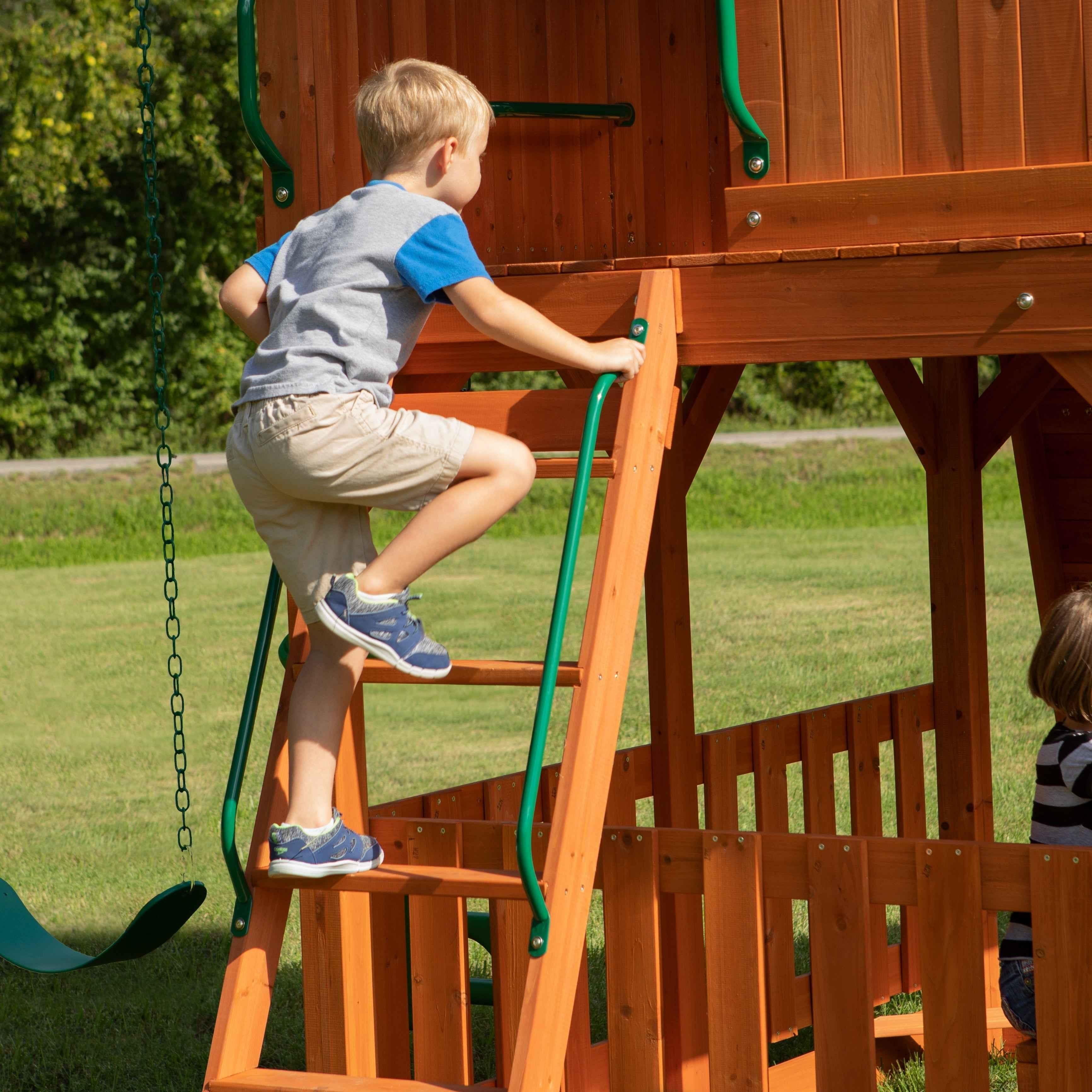 Backyard Discovery Skyfort II Swing Set.