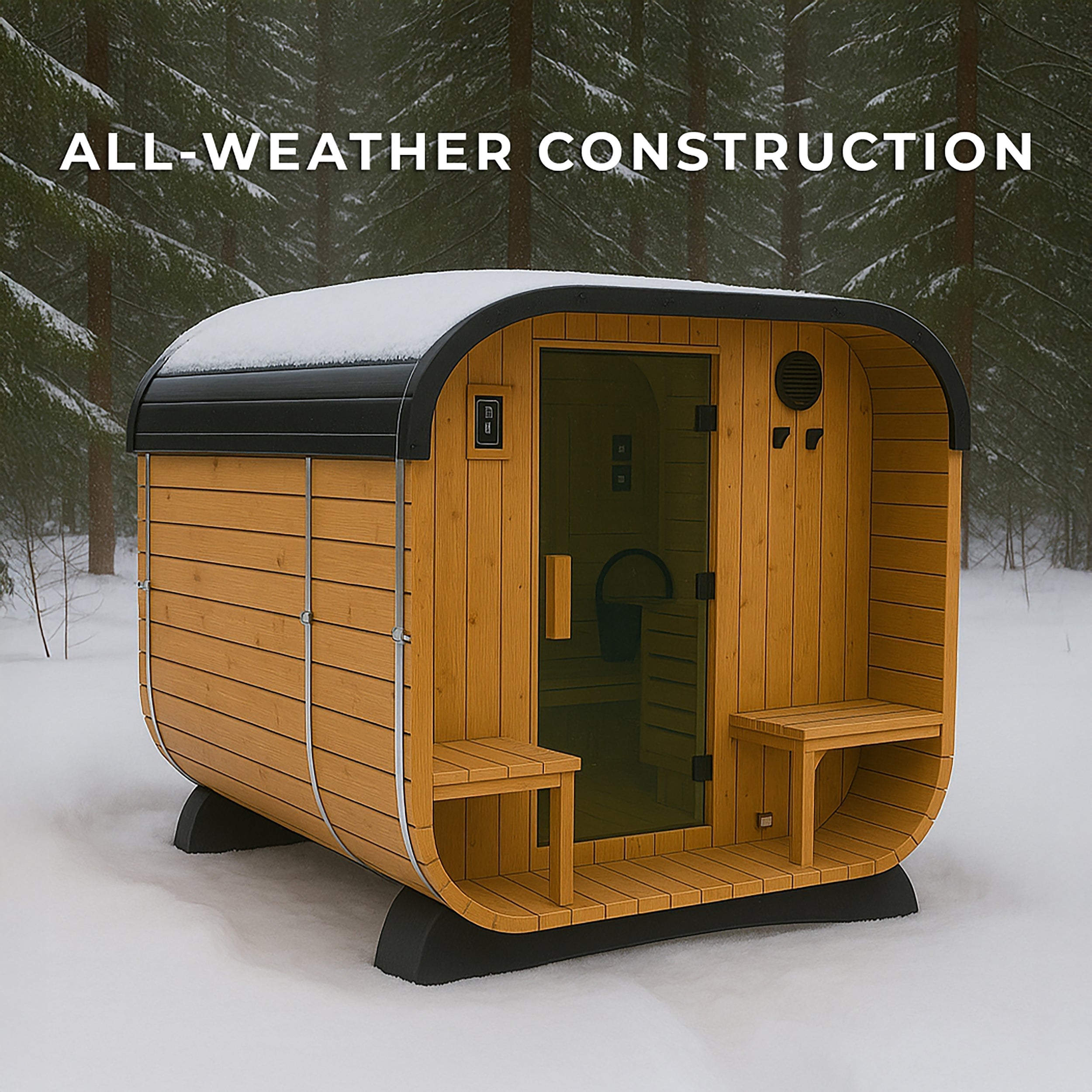 Lennon Outdoor Cube Sauna with Porch – 2-4 Person - Shipping Included - Saunas