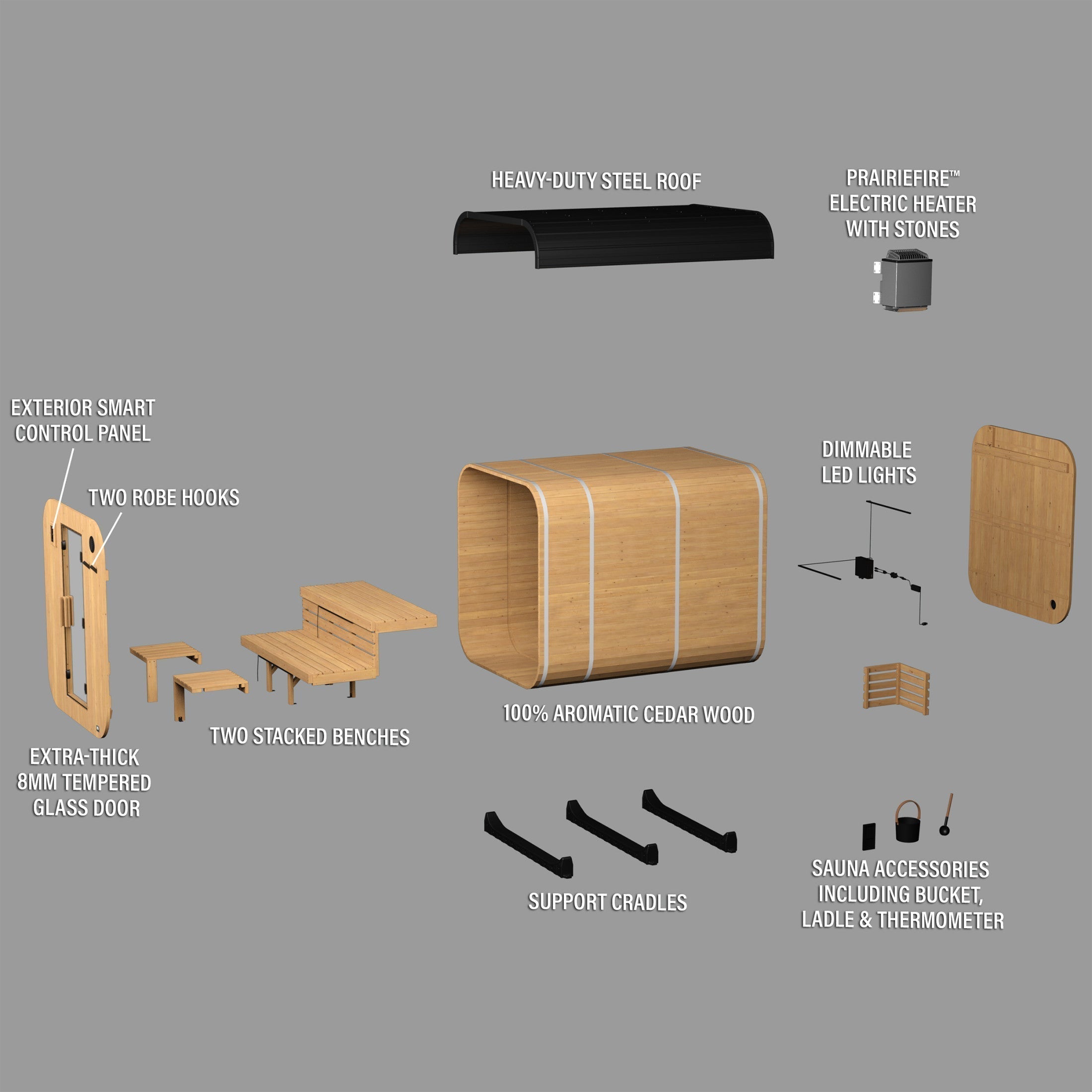 Lennon Outdoor Cube Sauna with Porch – 4-6 Person - Shipping Included - Saunas