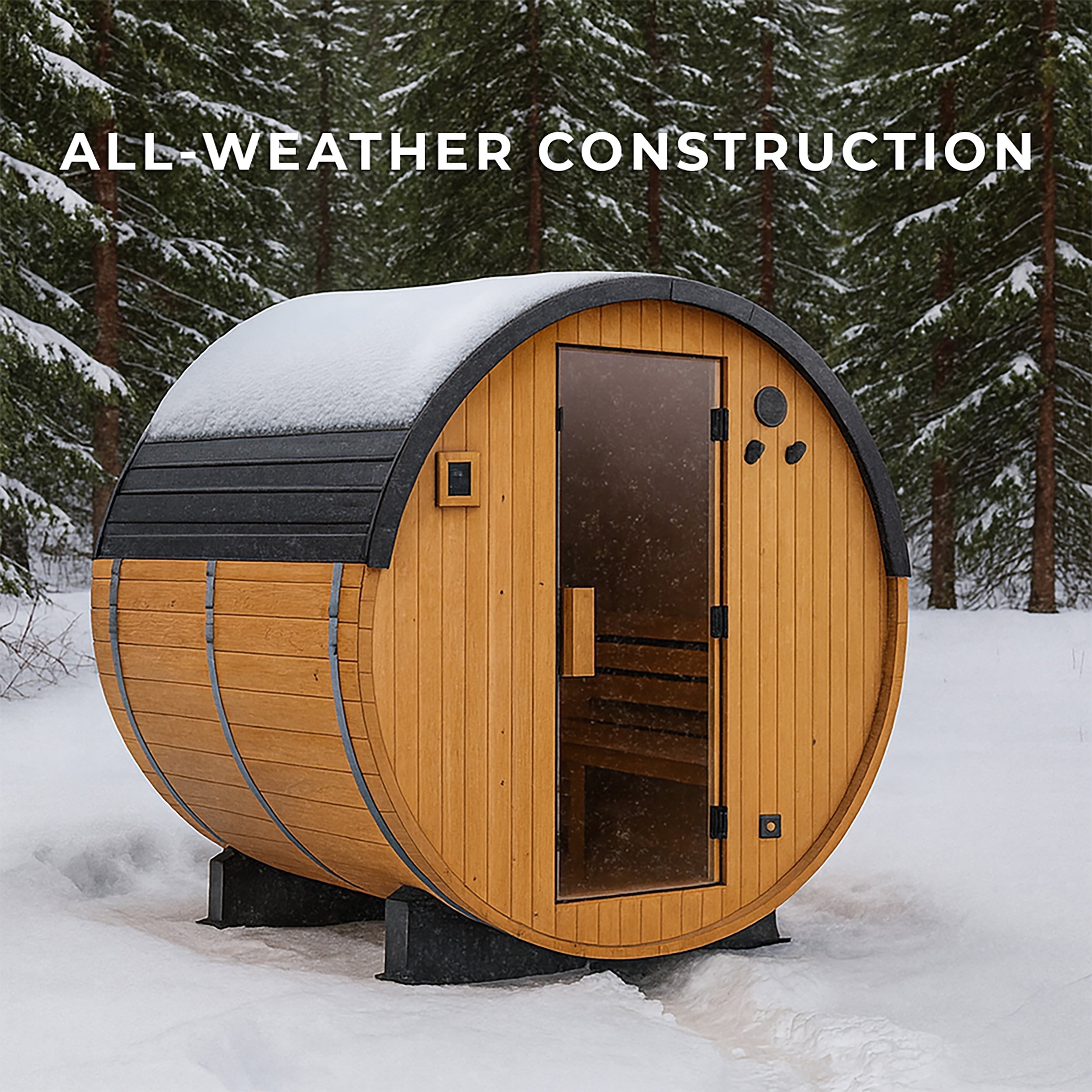 Paxton Outdoor Barrel Sauna – 2-4 Person - Shipping Included - Saunas