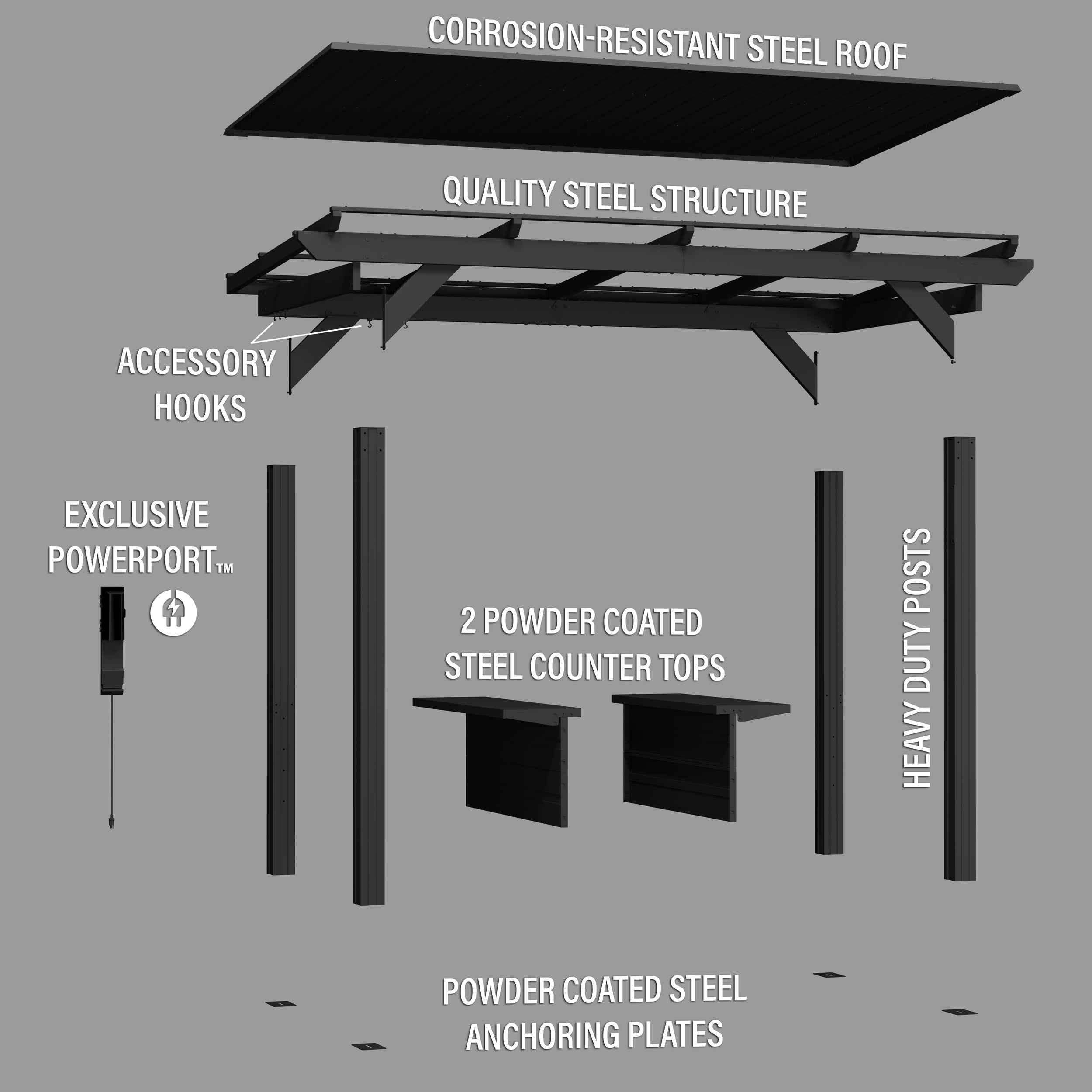 Backyard Discovery Rockport XL Steel Grill Gazebo.