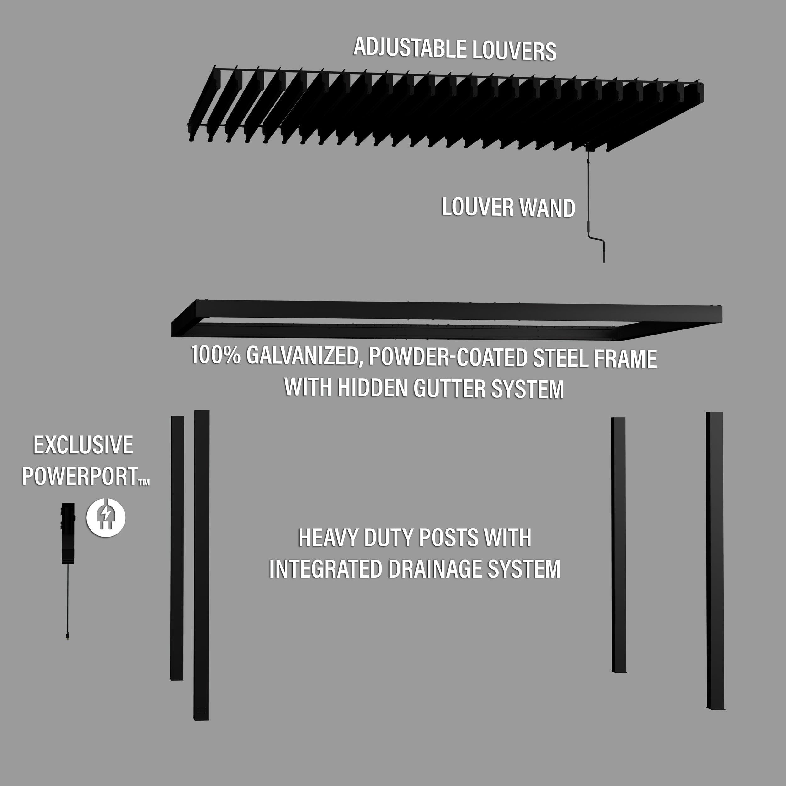 Backyard Discovery 14x10 Sarasota Steel Louvered Pergola.