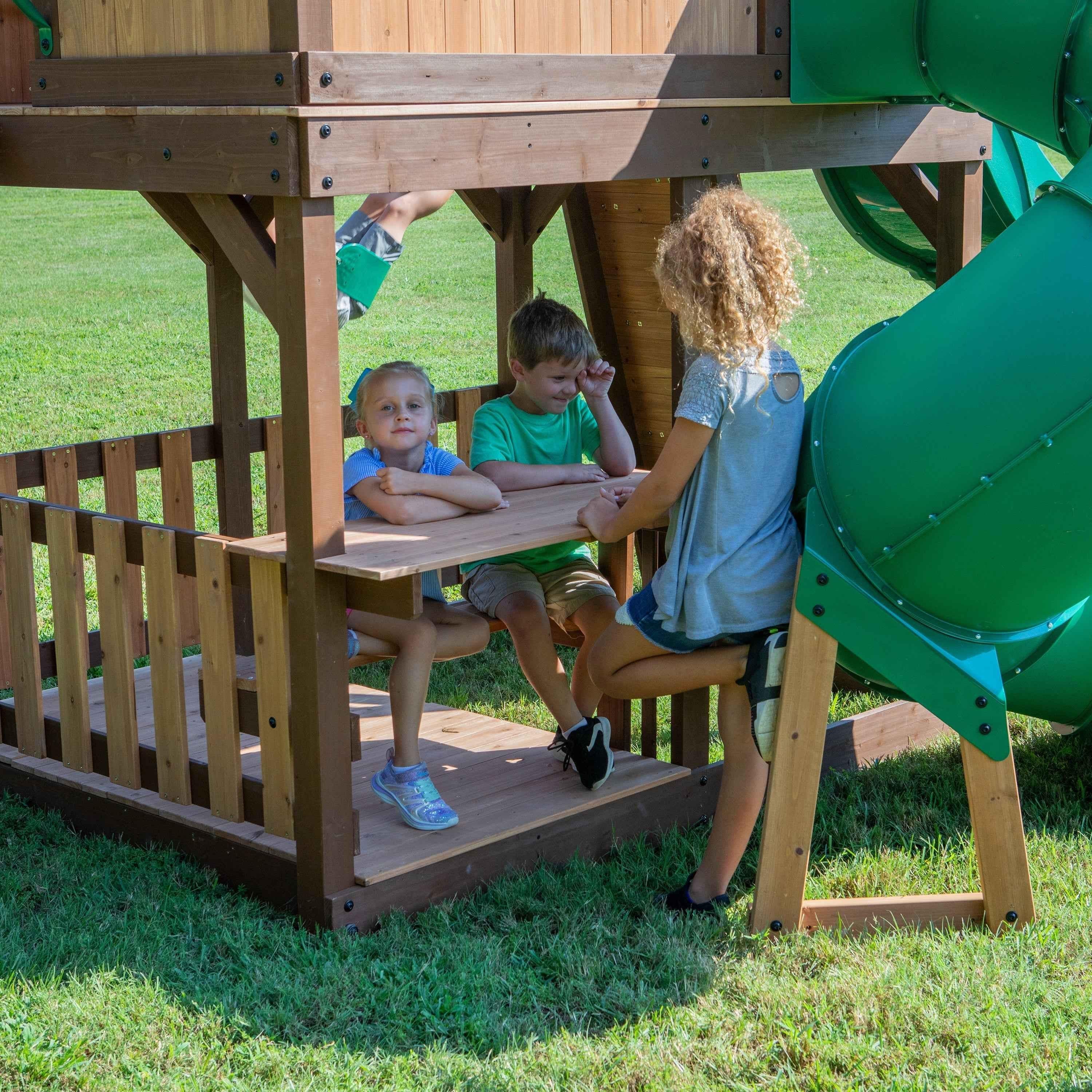 Backyard Discovery Skyfort II With Spiral Tube Slide.