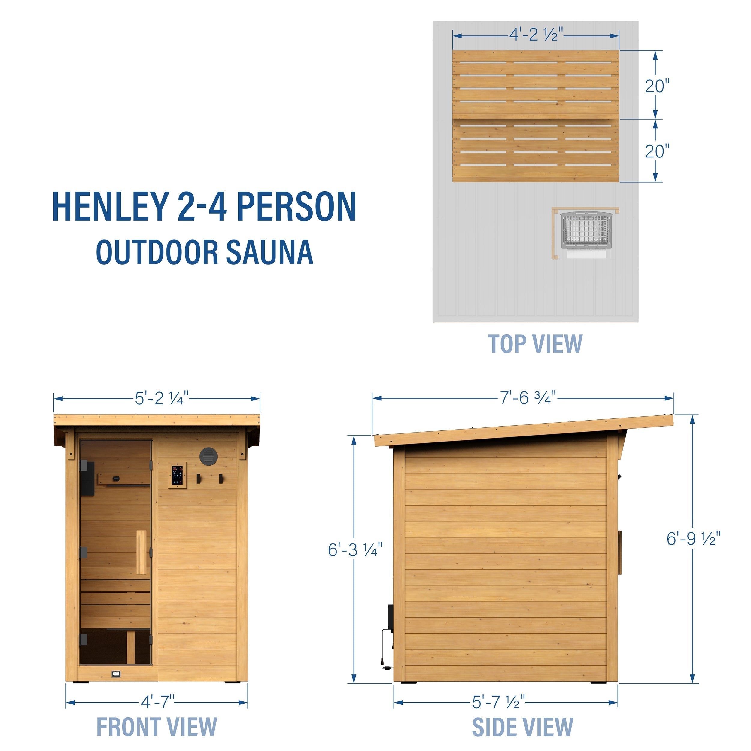 Henley Outdoor Cabin Sauna – 2-4 Person - Shipping Included - Saunas