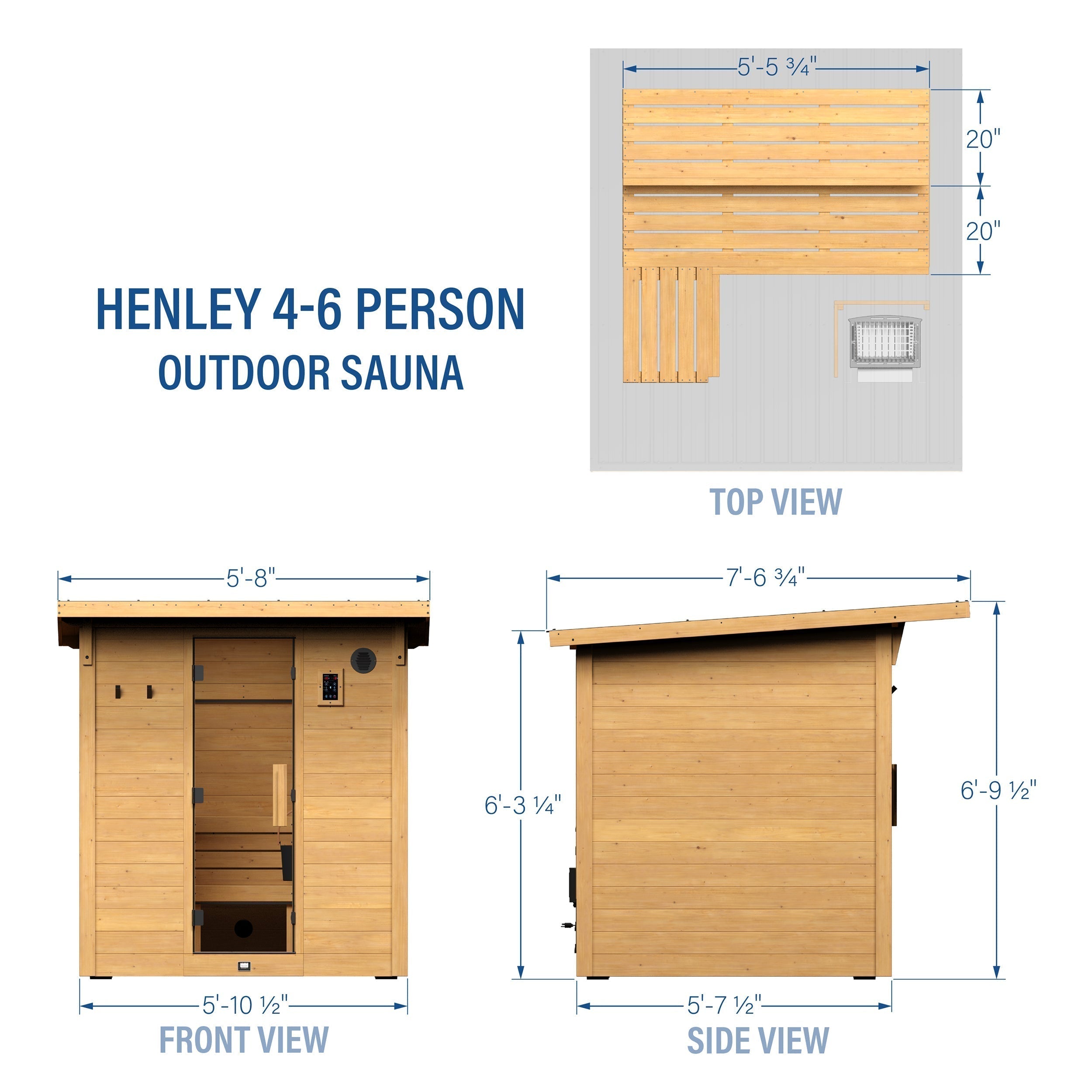 Henley Outdoor Cabin Sauna – 4-6 Person - Shipping Included - Saunas