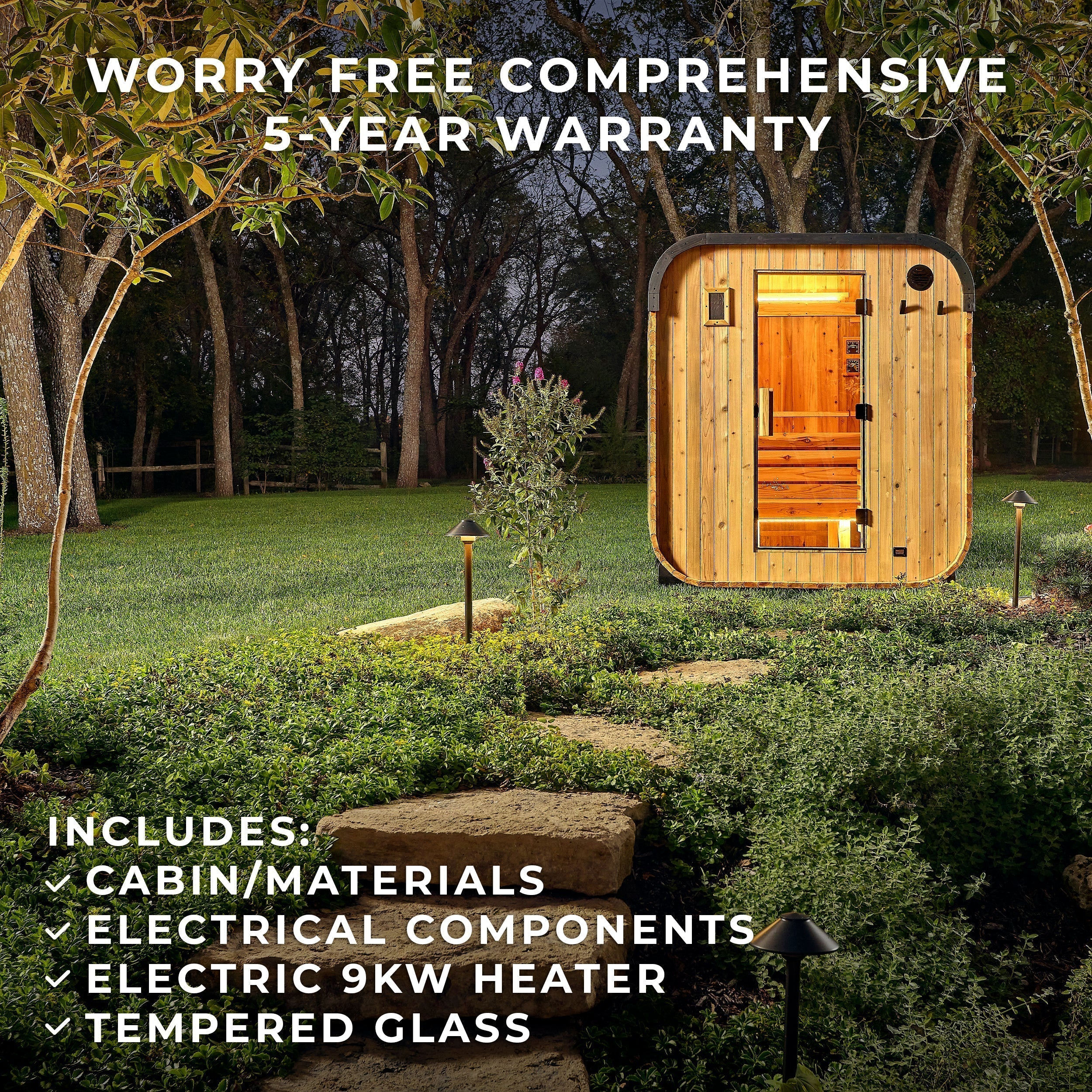 Lennon Outdoor Cube Sauna – 4-6 Person - Shipping Included - Saunas