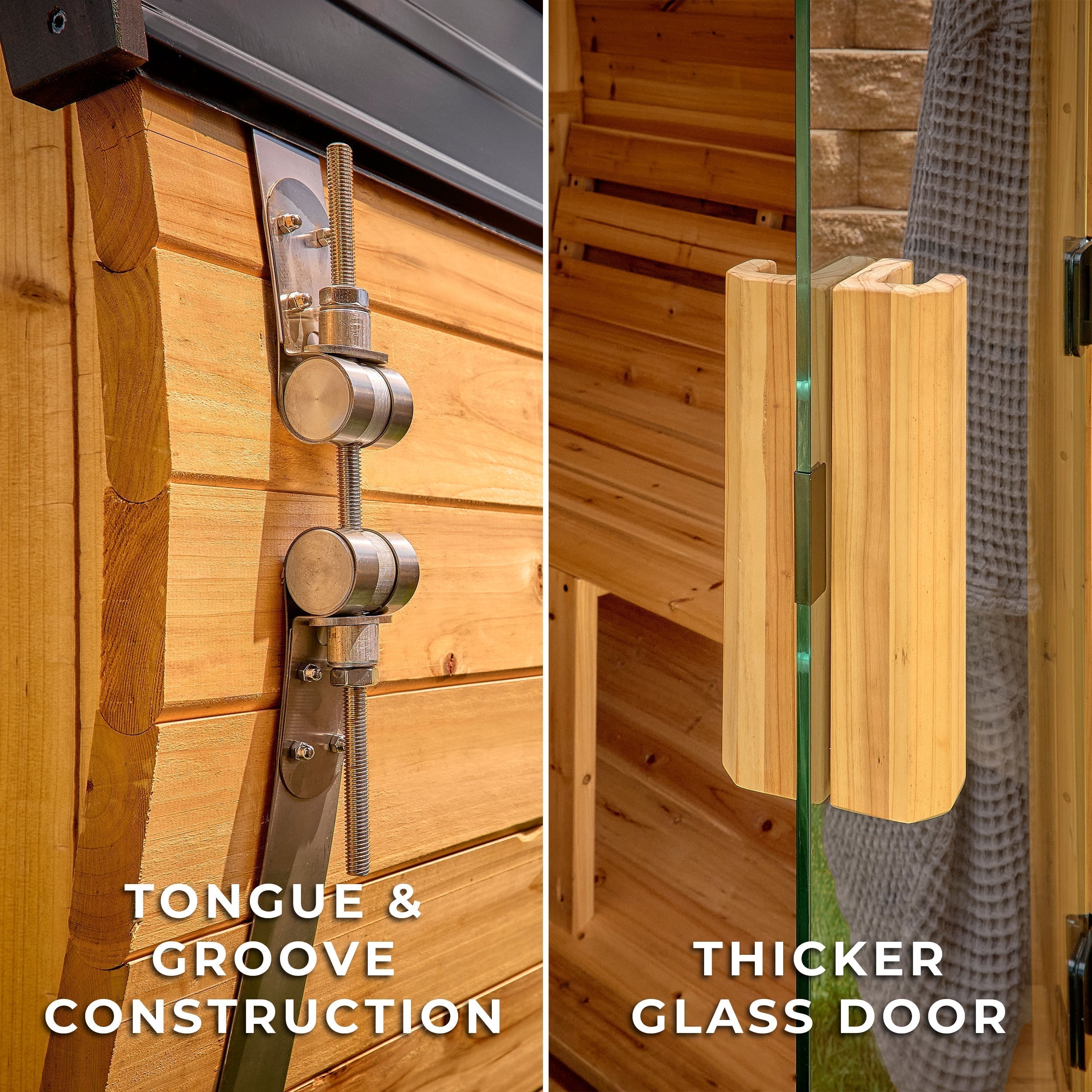 Paxton Outdoor Barrel Sauna with Porch – 2-4 Person - Shipping Included - Saunas